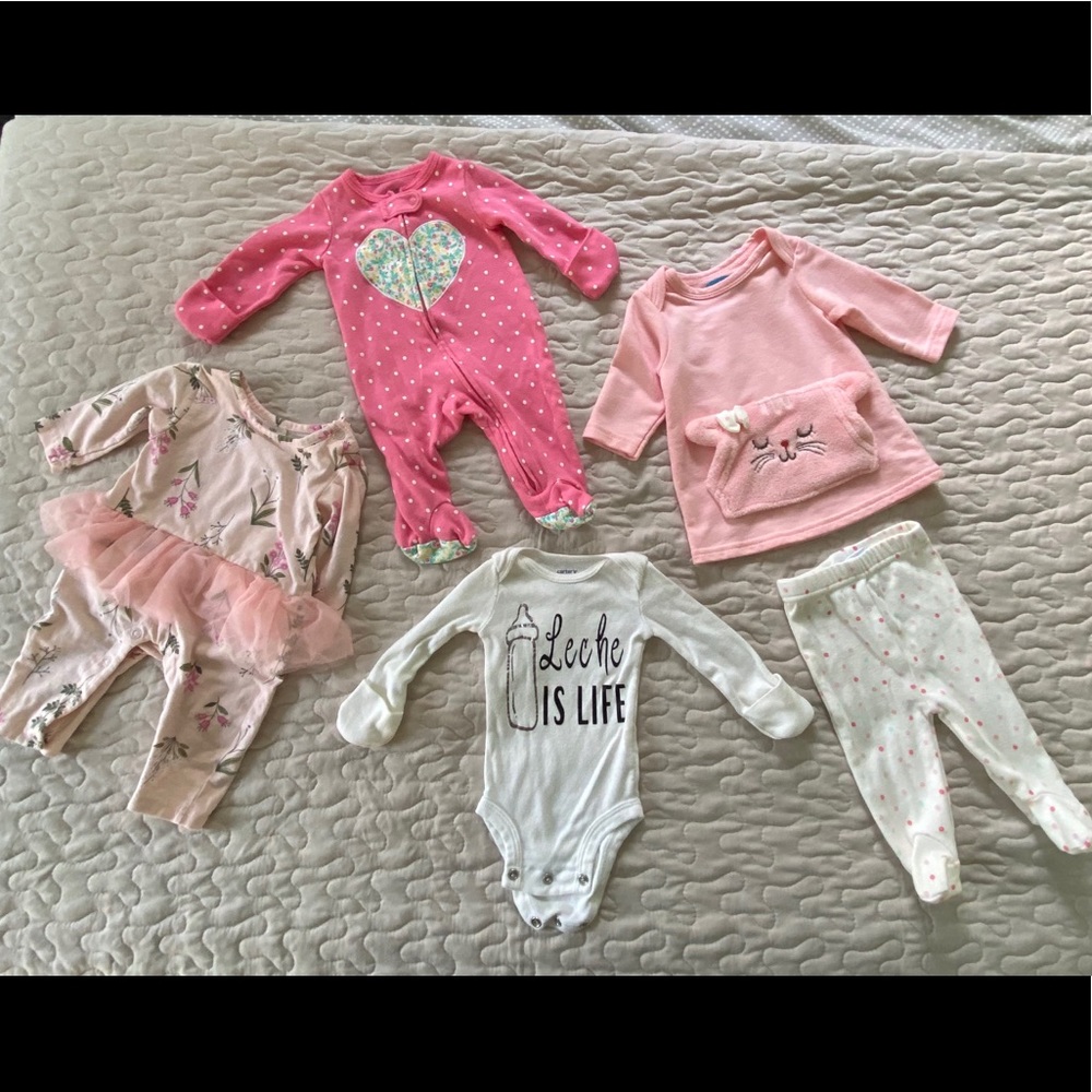 Girls Mixed Onesie Lot 5 Pieces